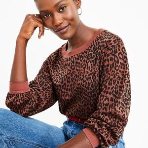 LOFT Brown  Leopard Print Sweatshirt